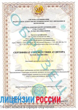 Образец сертификата соответствия аудитора №ST.RU.EXP.00014300-1 Можга Сертификат OHSAS 18001